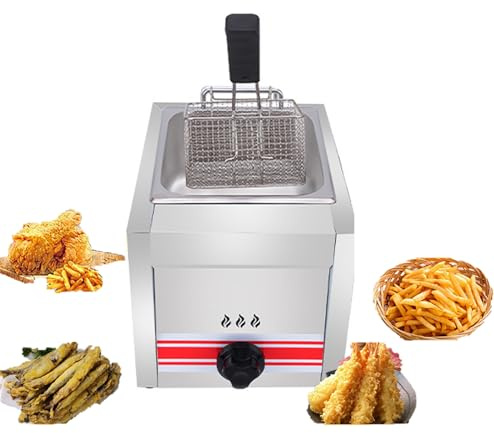 GZGHRZQS Friteuse à Gaz Simple Ou Double Cuve 10l/20l/30l en INOX - BrûLeurs IndéPendants, Double RéServoir, avec Paniers Et Couvercle, Nettoyage Facile IdéAle pour Professionnels Et Particuliers