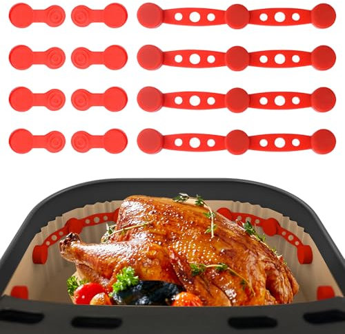 Dayinkes 4PCS Air Fryer Magnet Silicone Buckles, Air Fryer Magnets for Parchment Paper, Reusable Food-Grade Heat-Resistant Clips, Non-Slip Parchment Paper Holders, for Secure Baking & Frying
