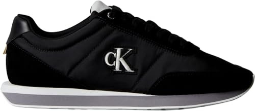 Calvin Klein Runner Sneaker Hombre Retro Mix con Logotipo, Negro (Black/Stormfront/Vaporous White), 42