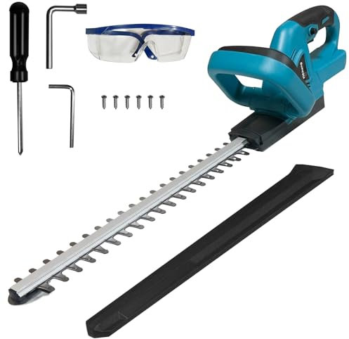 Tagliasiepi a batteria compatibile con batterie Makita da 18 V, lunghezza di taglio 52 cm, passo denti 20 mm, acciaio rettificato al diamante, ingranaggi in metallo, senza batteria e caricabatteria