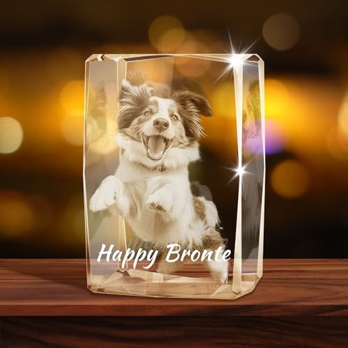 XSTZR Individuelles 3D-Kristallfoto, personalisierte Geschenke mit Lasergravur, Gravur im Inneren des Kristalls mit Ihrem Foto, individuelles Gedenkgeschenk für Frauen und Männer (Wellquader)