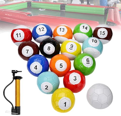 Sghjuy Billard Fußball 16 Stück Fußball Profi Billard Kugel Set Aufblasbar Billardkugeln Snooker Kugeln Fußball Trainingsset für Erwachsene Im Freien Geschenk für Erwachsene