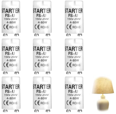 HstiaLving 9 Stück Starter Leuchtstoffröhre, Universeller Starter für Leuchtstoffröhren und LED Leuchtstoffröhren Neonröhre Starter Einzelnes Zünden FS-U 4-80 W 198-250V für Haushalt und Gewerbe