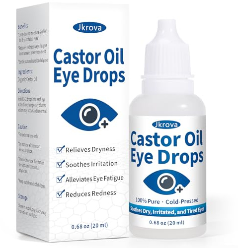 Organic Castor Oil Eye Drops – Natural Relief for Dry, Itchy & Tired Eyes | 100% Pure Cold-Pressed | 0.68 FL OZ