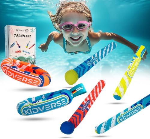 KIDVERSE Juegos submarinos para niños - Juguetes acuáticos probados - Juego Submarino de Neopreno Niños - Coloridos Juegos para la Piscina para Aprender a bucear