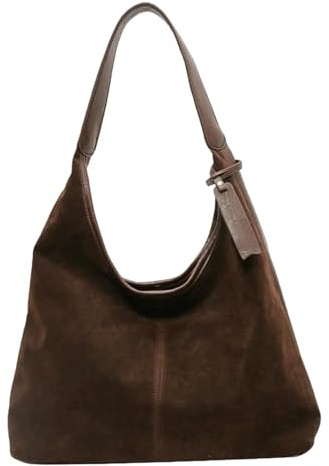 Gyios Borse Donna Borsa A Tracolla da con Cerniera Mano di Grande capacità Morbida Viaggio per Pendolari E Borsette-caffè-b-Senza