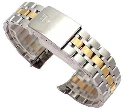 ROUHO Bracelet Montre Acier Inoxydable Bracelet Métal Rechange Jubilee Maillons Bicolore Or Argent pour Tudor Prince and Princess - Argent + Or 20mm