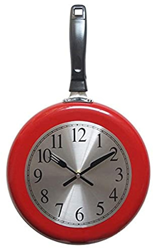 Timelike Küchenuhr - Pan Form Runde Analoge Wanduhr, Bratpfanne Eier Wanduhr Pfannenuhr Küchenuhr Wohnzimmeruhr Bürouhr Pfannen Uhr