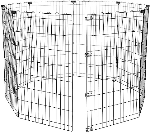 Amazon Basics Laufgehege für Hunde und andere Haustiere, faltbar, Metall, ohne Tür, 107 cm