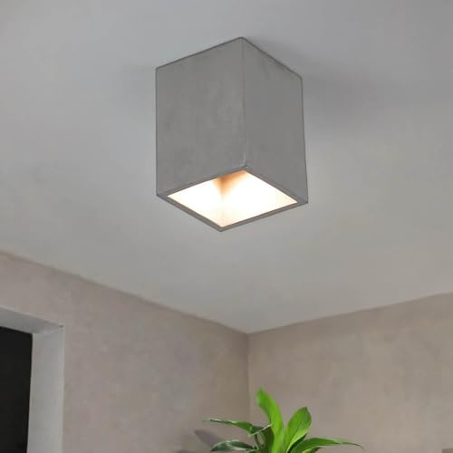 Licht-Erlebnisse Deckenstrahler Beton Grau Kompakt Eckig Urbaner Stil GU10 L9cm Deckenleuchte Aufbaustrahler Flur Küche