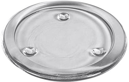 Rayher 46270000 Glas-Untersetzer mit Rand, Innendurchmesser 7,5 cm, Stärke 7 mm, mit 3 Fußpunkten, glasklar, Kerzenteller, rund, Kerzenständer, Kerzenhalter Glas, 10 cm ø
