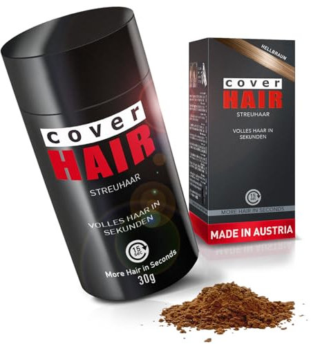 COVER HAIR - Premium Streuhaar 30g | Schütthaar zur Haarverdichtung und Ansatzkaschierung | Authentischer Look in für Männer und Frauen| 100% Natürliches Hellbraun 30g