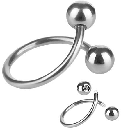 Taffstyle Piercing Twist mit Doppel Kugel | Lippe Ohr Nase