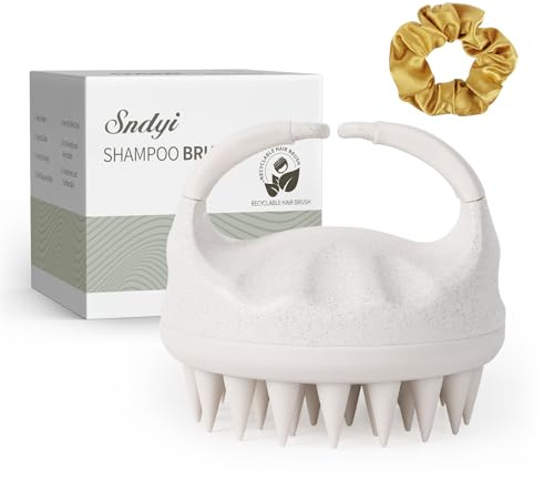 Sndyi Soft Silicone Scalp Massager for Dandruff Removal and Hair Growth - Wet Dry Scalp Exfoliator Brush for Scalp Care - Beige
