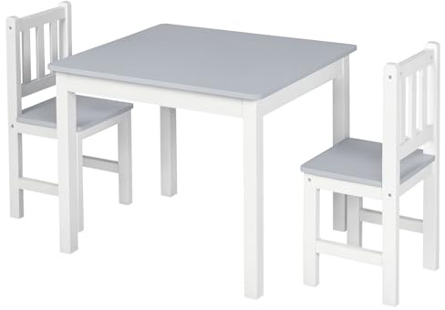 Homcom - Set da tavolo e 2 sedie per bambini, 3 pezzi, multiuso, per interni, arti e mestieri, per studio, riposo, spuntino, facile da montare, colore: grigio