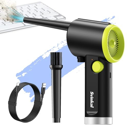 Svinkal Compressed air Duster Electric, Computer air Blower Gun, air Blower for Computer Keyboard, Cordless air Duster, for Cleaning Camera Toys Greenery Computer Keyboard, etc（Brushless Motor）