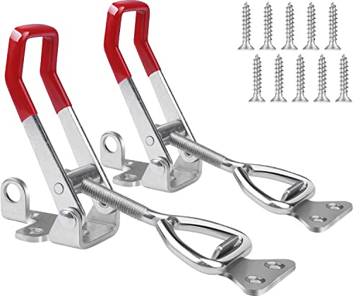 Vicuna R Heavy Duty Toggle Latch Clamp 4003, Large Adjustable Toggle Clamp Latch with Lock Hole, 1320Lbs Holding Capacity Pull Latch for Smoker Lid Jig, Tool Box Case - 2Pack (with 10PCS Screws) | 1320Lbs Holding Capacity, Toggle Clamp Latch with Lock Hole, for Smoker Lid Jig, Tool Box Case, 2 Pack with 10PCS Screws