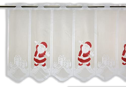 Clever-Kauf-24 Scheibengardine | Weihnachtsmann |Geschenk | HxB 50x140cm | rot weiß |Weihnachten Advent |