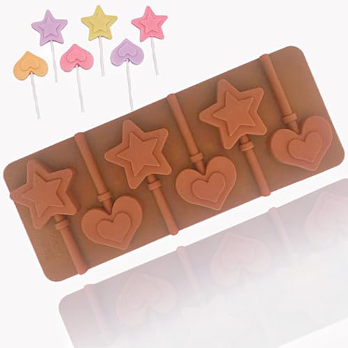 TTOA - Moule à sucettes en silicone en forme d'étoile et de cœur | Moule à sucettes | Décoration de fête de Saint-Valentin