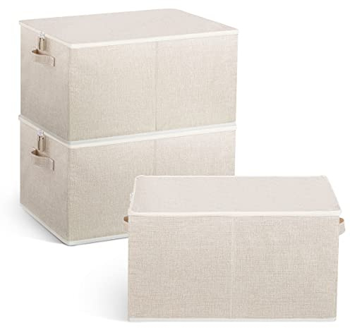 Lesfit Stoff-Aufbewahrungsboxen im 3er-Set | 43 x 34 x 23 cm | Vielseitig & Praktisch