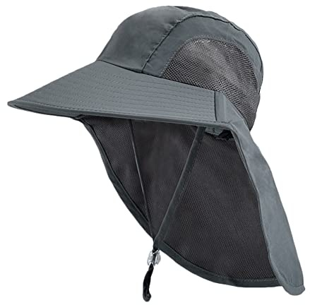 Cysocool Kinder UV Schutz Safari Sonnenhut mit Nackenschutz 4-13 Jahre Mädchen Jungen Sommermütze mit Breiter Krempe UPF 50+ Kind Sonnenschutz Boonie Hut Junior Strand Radfahren Legionärskappe