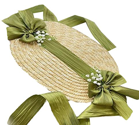 caoxhenr Strohhut für Damen und Mädchen, viktorianischer Lolita-Hut, Hochzeit, Teeparty, Mütze, Lolita-Hut, Vintage-Blumen, Strand, Sonnenkappe, Strohhut, siehe abbildung, Einheitsgröße