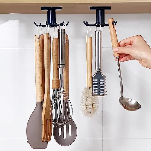 Orssmigs 2 Piezas Colgador Utensilios Cocina, Gancho de Cocina Giratorio 360grados Almacenamiento Ganchos Utensilios Cocina para Hogar y Cocina Accesorios (gg)