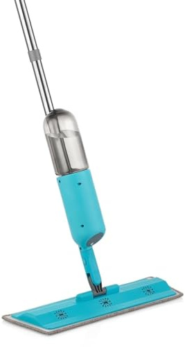 Orange Donkey Tergicristallo con funzione di spruzzo, serbatoio dell'acqua, colore blu, girevole a 360 gradi, mocio in microfibra lavabile, 120 x 39 x 12,5 cm, adatto per tutti i pavimenti