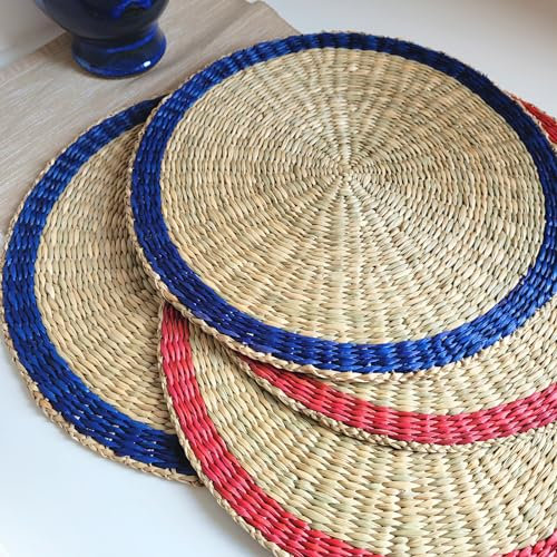 The Upper Kitchen Woven Placemats – 14 inch Wicker Charger Plates, Best Wicker Placemats, Seagrass placemats, Woven placemats Set of 4, Rattan Chargers, Plate Chargers