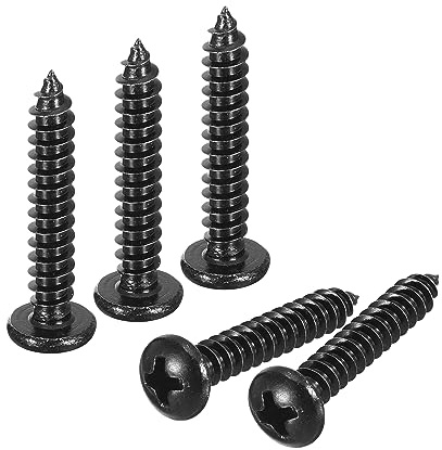 sourcing map Phillips Pan Head Self-tapping Screw 4mm x 25mm Black 100pcs | 304 Stainless Steel,Round Head,Wood Screw,Full Thread