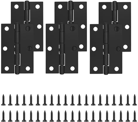 6PCS Heavy Duty Door Hinges, 75mm Black Butt Hinges for Cabinet | Butt Hinge Stainless Steel Hinge (3 Inch) , Wardrobe, Gate, Wooden Doors, with 40pcs Screws, Indoor & Outdoor Use