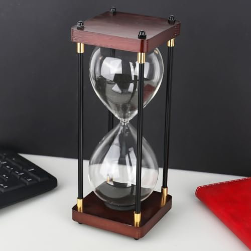 XTDMJ Sanduhr 30 Minuten Holz, Sanduhren Groß, Edle Schwarz Sanduhr Deko mit Feinem Schwarz-Schimmernden Sand für Haus, Schreibtisch, Büro, Hochzeitsdekoration