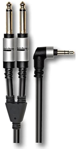 AUDIODESIGN PRO CAVO ADATTATORE JACK 3 METRI DA SPINA 3,5MM STEREO 90 GRADI A 2 SPINE 6,3MM MONO