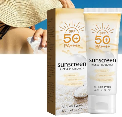 Rice Sunscreen SPF50 Face and Body Cream - Non-Greasy and Breathable Protection With Rice Extracts, Refreshing Moisturizer for Oily Skin - 40g