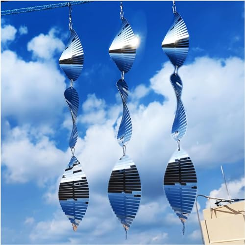 TFANUO Metall Vogelschreck Scheiben Set Reflektierende Doppelseitige Vogel-Reflektoren, Edelstahl Windspiel Garten-Deko, Vogel-Geräte Abschreckung zu erschrecken Vögel Weg von Hof Terrasse Bauernhof