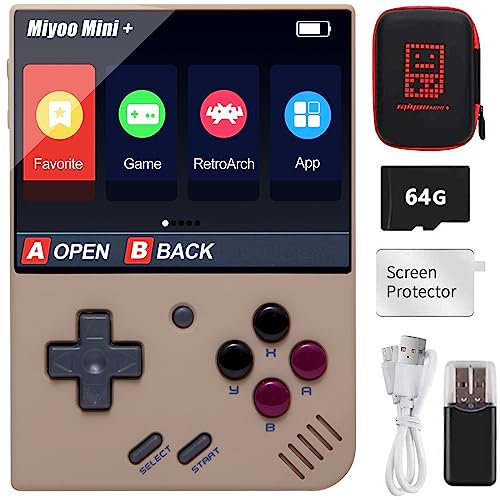 Console di gioco portatile per Miyoo Mini Plus con custodia, video retrò da 3,5 pollici portatile ricaricabile open source console di gioco emulato, scheda TF da 128 G integrata e oltre 15000 giochi.