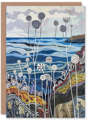 Artery8 Greeting Card Abstract Scottish Coastal Artwork Coral Sealife Blank For Him Or Her Art Birthday Card