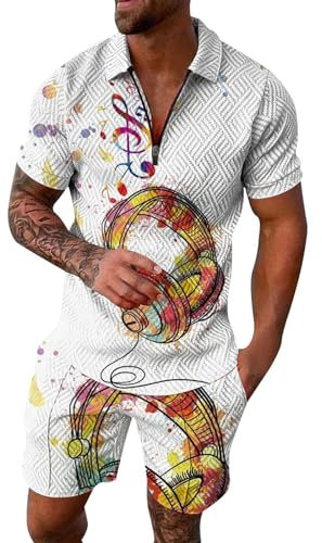 Sportshirt Herren Casual Mode 2-Teiliges Set Herren Streatwear Trainingsanzüge Für Herren Sportanzug Herren Klassisch Trend T-Shirts Für Herren Set A-01 M