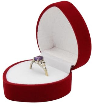 WisePoint Ringschatulle, Samt Hochzeit Ringschachtel Exquisite Ringbox Hochzeimit Herz Geformt, Single-Slot Ringkästchen für Vorschläge, Verlobungen, Hochzeiten (rot)