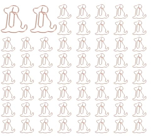 PATIKIL Cute Paper Clip, 60Pcs Dog Shape Paper Clip Metal Funny Bookmarks Planner Clips Clamp for Home Office Supplies Desk File Organization Wedding Decoration, Rose Gold