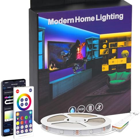 Adamyee LED Strip,RGBIC TV LED Streifen 4m，Led Lichterkette mit mit Bluetooth & WLAN Steuerung Fernbedienung & APP Control,Musiksync/Timer Setting/Dimmbar Farbwechsel, für TV Party