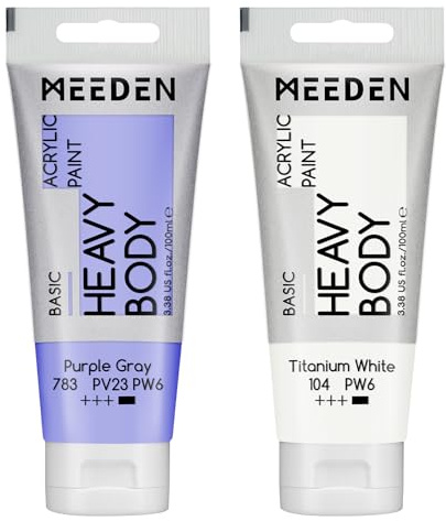 MEEDEN Acrylic Paint Purple Grey: 100ml/3.38oz x 2 with Titanium White | Heavy Body Artist Acrylic Paint Set for Canvas, Wood & Craft, Non-toxic Creamy Art Paint with Titanium White for Mixing