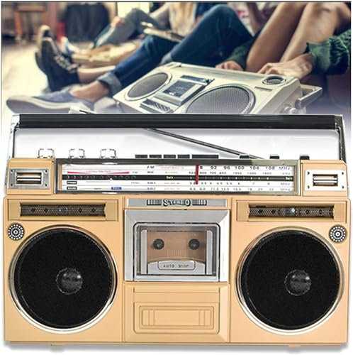 Enceinte portable avec lecteur CD et cassette, radio DAB, radio FM, enregistrement USB, récepteur Bluetooth, système de musique rétro style années 80