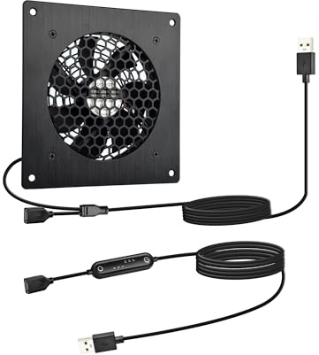 euroharry USB 120 mm tyst fläkt, 6 vindhastigheter och smart timing-styrenhet, motor fuktbeständig (IPX5) dammbeständig, bredspännings-kompatibel 5–12 V med moderna borstade
