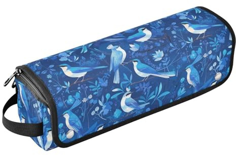 Deep Blue Birds Hair Tool Travel Bag for Women and Heat Resistant Mat Heating Tools Travel Bag Organizer for Flat Irons, Straighteners, Curling Irons Travel Bag for Women
