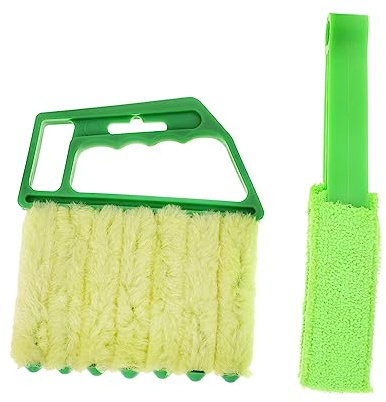 FRCOLOR Brosse de Nettoyage en ABS et Peluche pour Conduits de Climatisation 2 Pièces Vertes et Facile à Laver et Lames de Volets pour Cuisines et Usage Familial