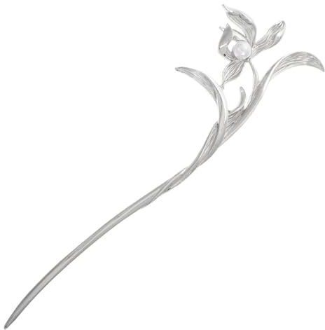 Mipcase Bacchette per Chioma in Metallo Argento Perle a Forma di Fiore di Prugno, Leggere e Versatili, per Accessori Chioma Cerimonia o Uso Quotidiano