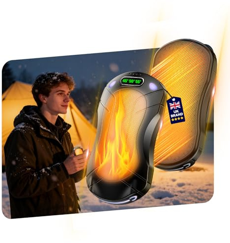 3-in-1 Upgrade 6.0 Electric Hand Warmers Rechargeable 【24h Long Runtime & LCD Display】【Smart Thermostat - NO.1 Precision-Lock】Rechargeable Hand Warmers,Suitable for Office,Outdoor(Black)