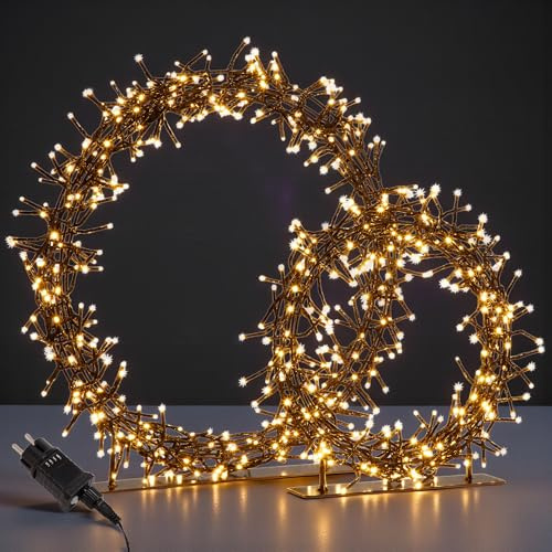 Meisterhome® LED Kerzring 2er-Set – Ø30 cm 280 LEDs & Ø45 cm 440 LEDs – Dekorationsring/Weihnachtskranz mit Beleuchtung – Warmweiß – Timer & Dimmer – für Innen- und Außenbereich