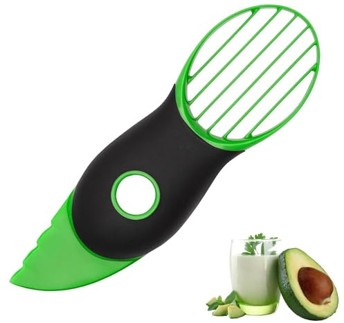 3-in-1 Avocado Cutter and Stoner – Avocado Slicer, Pitter and Scoop Tool for Peeling, Cutting and Serving, Green Kitchen Gadget